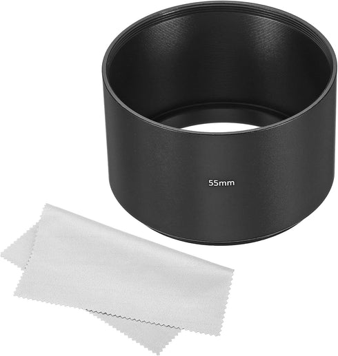 PATIKIL 55mm Lens Hood - Long Focus Frosted Surface Anti-reflective Hood with Cleaning Cloth for Nikon, Fujifilm