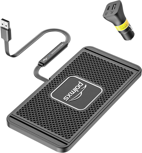 POLMXS Wireless Charger Car Charging Pad - 15W Fast Non-Slip Phone Charger Compatible with iPhone and Galaxy Models