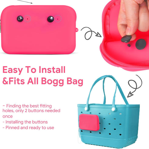 Silicone Bogg Bag Accessories Set with 2PCS Charms, Waterproof Phone Holder for Large iPhone 13/14/15 Pro Max