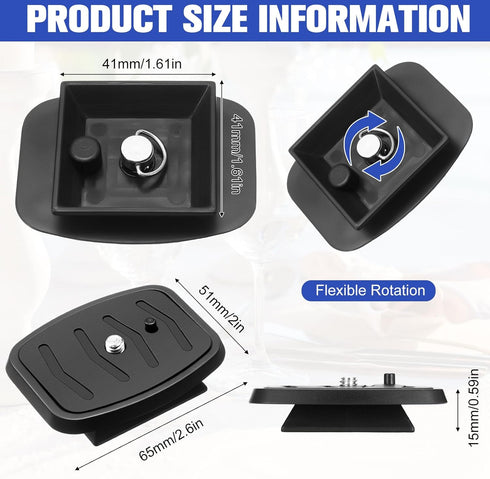 TOODOO 2 Pack 41mm and 43mm Tripod Quick Release Plate Camera Mounting Adapter, 2 Sizes QR Release Camera Tripod Ball Head Parts Replacement Compatible with Ambico V0552 V0554, Sunpak,Kalimar