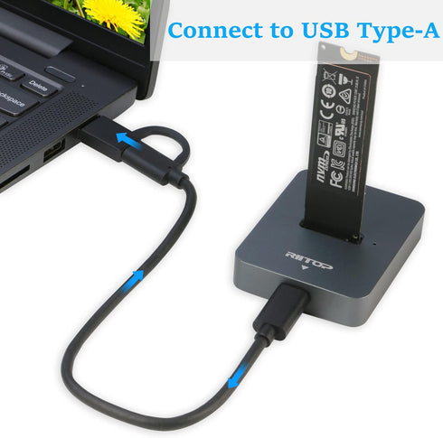 RIITOP M.2 to USB Docking Station, NVMe to USB-C Reader Adapter for M.2 NVMe and SATA-Based SSD Enclosure