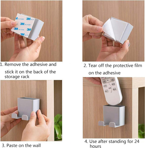 2 Pack Wall Mount Phone Holders - Adhesive Cell Phone Charging Brackets, Organizer Storage Box for Home Office.