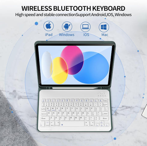KENKE Keyboard Case for iPad 10th Generation with Pencil Holder, Magnetically Bluetooth Wireless Detachable Folio