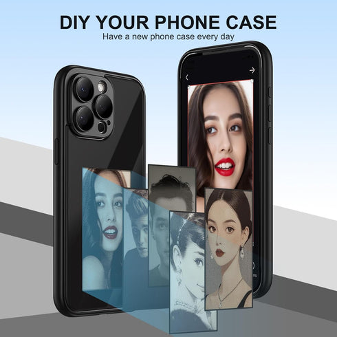 Smart Ink Black Screen Projection Phone Case for iPhone 13 Pro Max, Customizable Ink Screen Back Cover