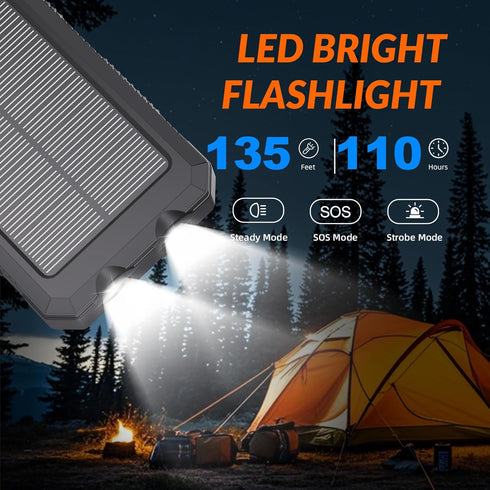 Kepswin 20,000mAh, 4 Pack Solar Charger Portable Power Bank, Cables Outdoor Waterproof External Backup Phone Charger