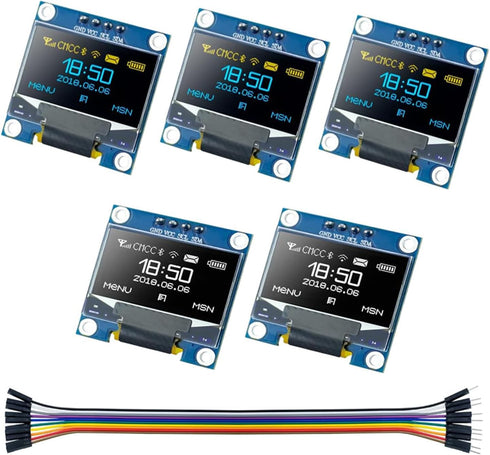 SuziePi 5 Pcs 0.96 Inch OLED I2C IIC Display Module 12864 128x64 Pixel