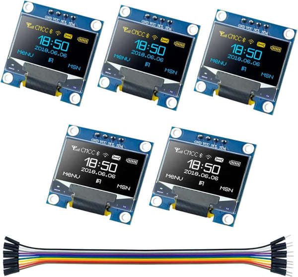 SuziePi 5 Pcs 0.96 Inch OLED I2C IIC Display Module 12864 128x64 Pixel