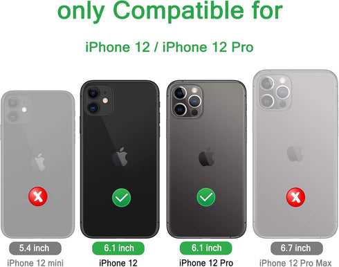 for iPhone 12/12 Pro Case 6.1" with 2 Screen Protectors, Full Body Rugged Heavy Duty Military Grade Shockproof