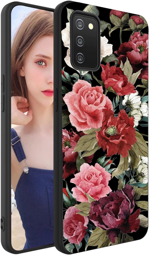 Samsung Galaxy A03S Case, TPU Ultra-Thin Anti-Drop Protective Cover for Galaxy A03S (Rose Flower)