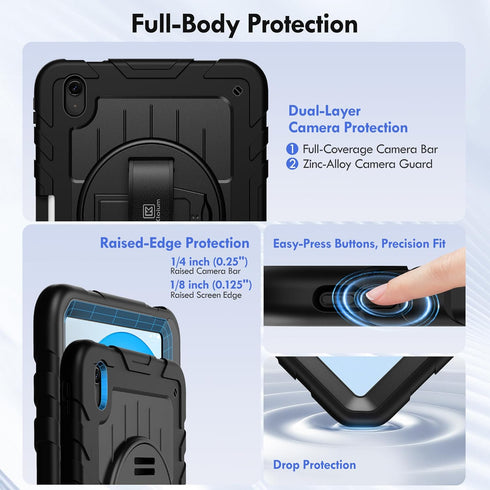 Kloium (A16) 11th (2025) 10th 10.9", 360 Case for iPad Generation & iPad Generation Heavy Duty Shockproof Rugged iPad