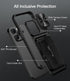 iPhone 15 Pro Max Case - Rugged Black Wallet Case with Card Holder, Kickstand & Slide Camera Cover, Military Grade