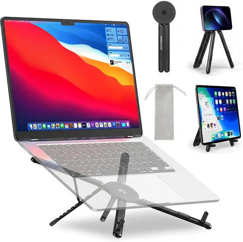 makecatch Adjustable Laptop Stand for Desk with Magnetic Phone Holder, MagSafe Compatible Portable