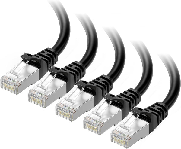 Cable Matters 10Gbps 5-Pack Snagless Short Shielded Cat 6A Ethernet Cable -