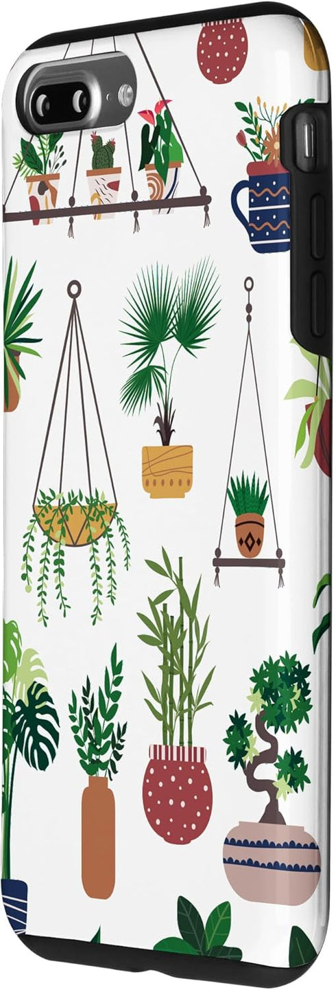 iPhone 7 Plus/8 Plus Boho Nature Art Case with Indoor and Outdoor Plant Illustrations
