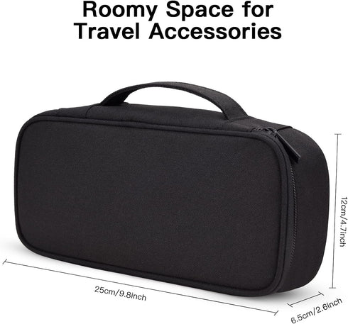 Electronics Travel Organizer Bag, Portable Carrying Case for Cables, Charger and Cords, External Power Bank & Hard Drive (Black), Large, 13BK-B