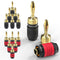 FosPower Deadbolt Banana Plugs 6 Pairs / 12 pcs, Screwless Type 24k Gold Plated Banana Speaker Plug Connectors for