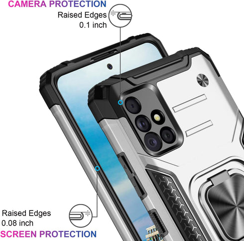 IKAZZ for Galaxy A51 4G Case with Screen Protector, Dual Layer Anti-Slip Rugged Protective Cover with Kickstand