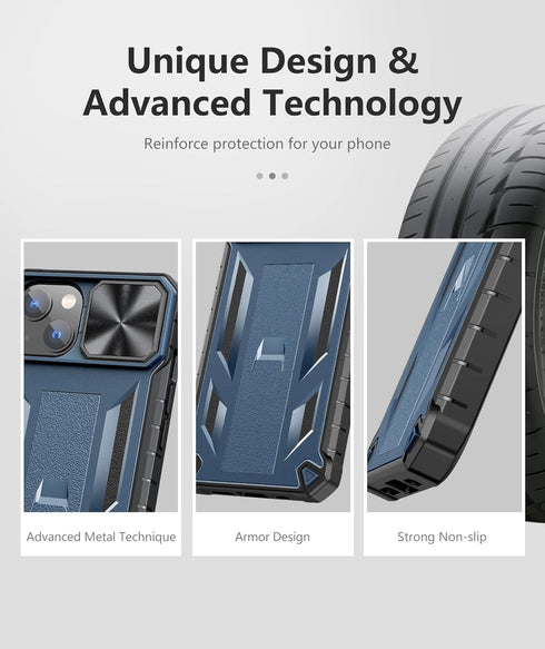SOiOS for iPhone 16e Case 2025, Shockproof Military Grade Protective Cover with Kickstand for iPhone 13/14