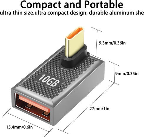 GELRHONR USB C to USB 3.1 Adapter, Type C Male to USB Female OTG Adapter with 10Gbps Data Transfer, 2 Pack