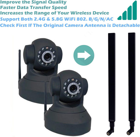 TECHTOO 9 2.4/5.8GHz PS4 (2.4/5.8GHz 1-Pack) WiFi Antenna Dual Band dBi for Router AP - Security IP Camera - USB Card