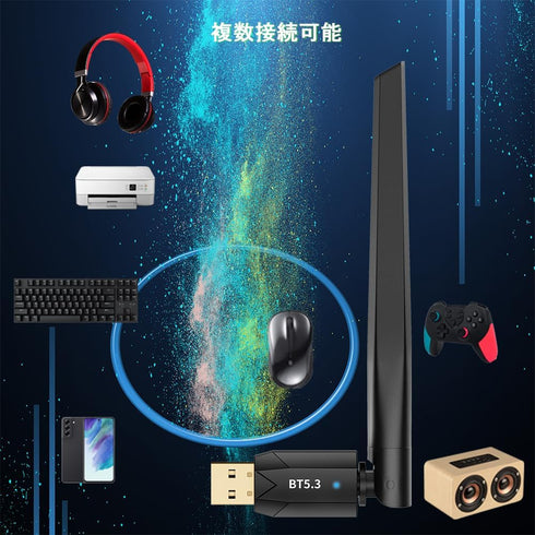 Ultra Long Range Bluetooth 5.3 Pro USB Adapter for PC, Supports Windows 11/10/8.1/7, Plug and Play