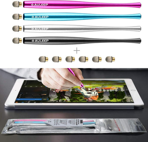 AULEEP Capacitive Stylus Pens for Touch Screen, 4 Pack, 6 Nanofiber Tips Compatible for Phones, Tablets, iPads