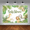 Safari Animals Baby Shower Backdrop 5x3ft Vinyl Multicolor Gold Jungle Baby Shower Background Party Banner