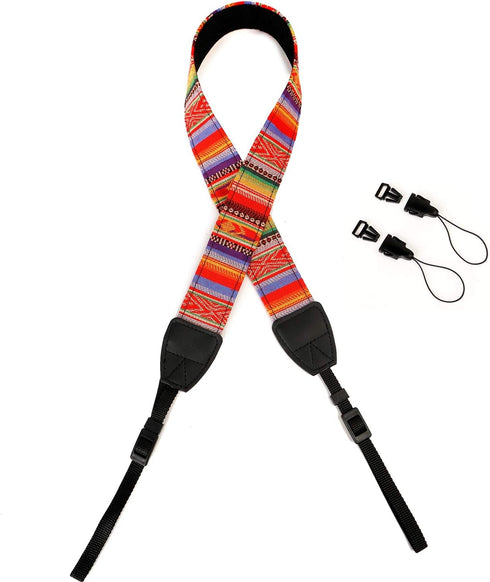 WANBY Canvas Rainbow Camera Strap with Quick Release Buckles for DSLR SLR