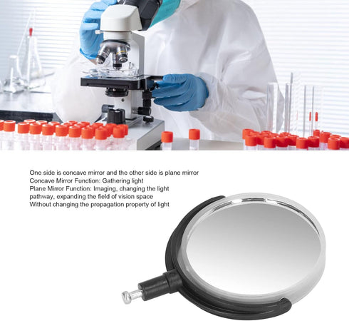 Microscope Reflecting Mirror Light Collection, 360 Degree Rotation Flat Concave Reflector for Experiments