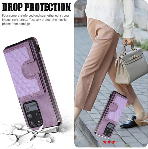 Asuwish Samsung Galaxy S20 Ultra 5G Wallet Case with Card Holder, Tempered Glass, Crossbody Strap - Purple for Women &