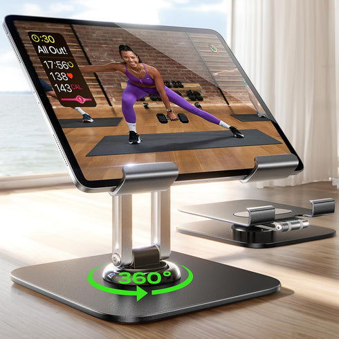 LISEN Adjustable iPad Stand Holder for Desk, 2024 iPad Accessories for Computer, Kindle Table Mount/Monitor/PS/Switch,