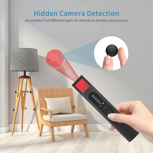Hidden Camera Detector - Pocket Sized Anti Spy / Bug Sweeper Listening Device GPS Tracker Detector, RF Wireless Signal Scanner, Red LED for Home, Bathroom, Office, Travel (X13)