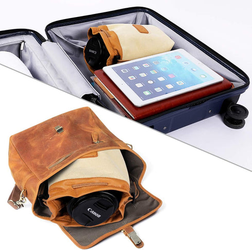 S-ZONE Soft Camera Bag with DSLR Insert - Drawstring Lens Case for Canon Nikon Sony