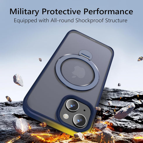 TaeliorTech 360 15 6.1'',Compatible 15 Upgraded Rotatable Magnetic Ring Stand for iPhone Case with MagSafe,Military