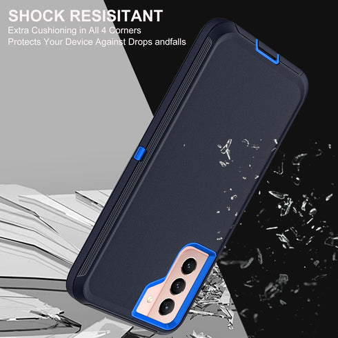Navy Blue Samsung Galaxy S21 Plus Case with 2Pcs Self Healing TPU Screen Protector & Camera Lens Protector, Military