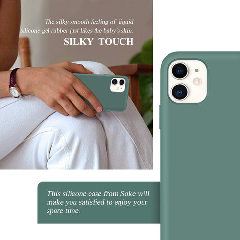 IceSword Compatible with iPhone 11 Case, Pine Green Thin Liquid Silicone, Shockproof Cover