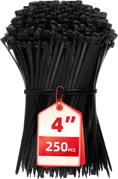 Cable Zip Ties, 250PCS Multi-Purpose Nylon Zip Ties, 4 Inch Self Locking