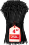 Cable Zip Ties, 250PCS Multi-Purpose Nylon Zip Ties, 4 Inch Self Locking