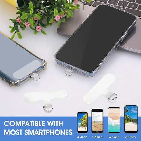 Phone Lanyard Patch Pad, 6Pcs Universal Phone Tether Tab Connector with Metal Ring for Cellphones Safety Drop