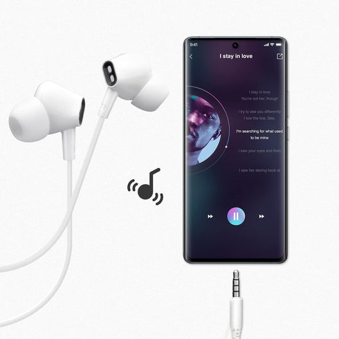 Wired Earbuds with Microphone – Noise Isolating Stereo Bass In-Ear Headphones for Smartphones, Tablets, iPads - White