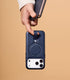 Butaiga 17 17 for iPhone Pro Max Leather Case with Stand, Anti-Slip Grip Ring, Fits for MagSafe (Blue, iPhone Pro Max)