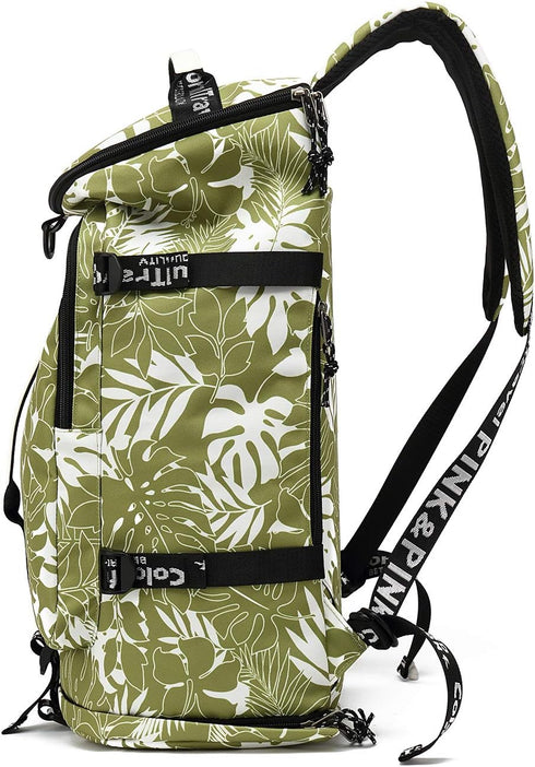 Backpack 4-Way Kalesi Gym Duffle Bag Waterproof with Shoes Compartment for travel Sport Hiking laptop (olive-green)