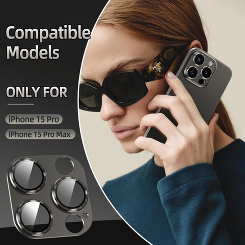 AFARER 2024 Camera Lens Protector for iPhone 15 Pro/iPhone 15 Pro Max, Upgraded Metal Tempered Glass Film, Anti-Scratch