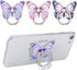Cobee 3 Pcs Butterfly Cell Phone Ring Stand Holder, Cute Butterfly Pattern Painted Metal Finger Stand Kickstand 360°Rotation Phone Ring Holder Stand Ring Hand Grip with Knob Loop (Blue, Purple, Pink)