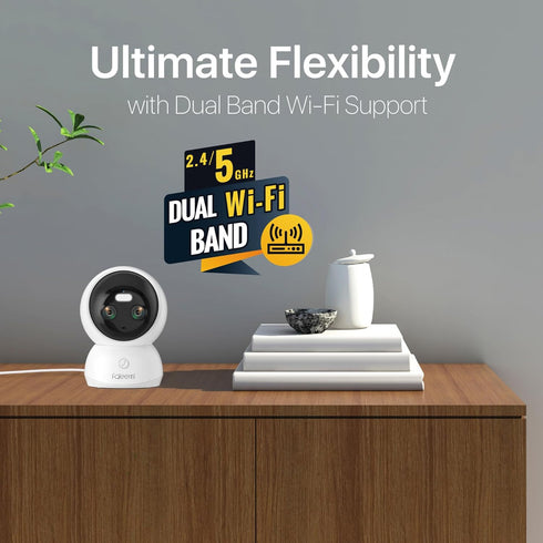 Dual Lens 2.4/5GHz WiFi Security Camera, 360° PTZ 2K Indoor Nanny Cams with Phone App, Night Vision, Local Storage