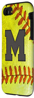 iPhone SE (2020) / 7 / 8 Softball Phone Case with letter M Softball Player Name Gift Case
