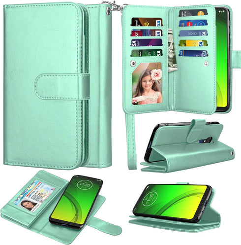 Moto G7 Power Wallet Case, for Motorola G7 Supra/XT1955/G7 Optimo Maxx, PU Leather ID Credit Card Holder Slots