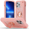 JIFVIK Pink Compatible iPhone 13 Pro Max Case, Full Body Armor Cover with Ring Kickstand, Heavy Duty Protection