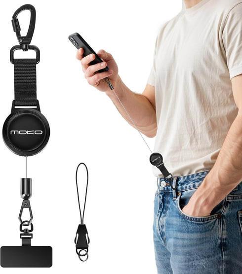 MoKo Anti-theft Phone Tether, Phone Lanyard Retractable Steel Line Cellphone Strap with