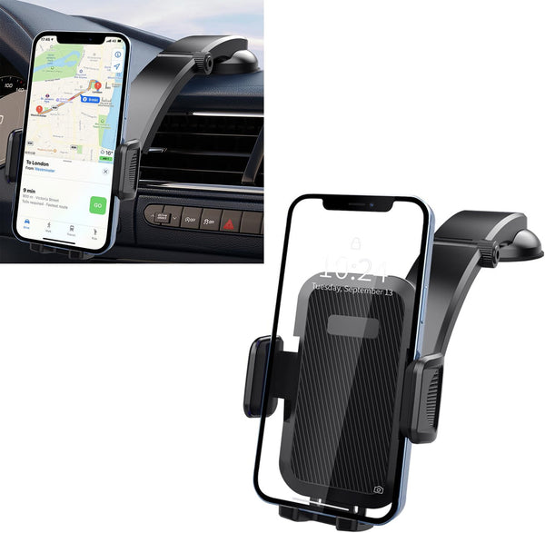 Pack-1 Car Cell Phone Holder, 360 Degrees Long Arm Dashboard Windshield Holder, Universal Anti-Shake Smartphone Holder